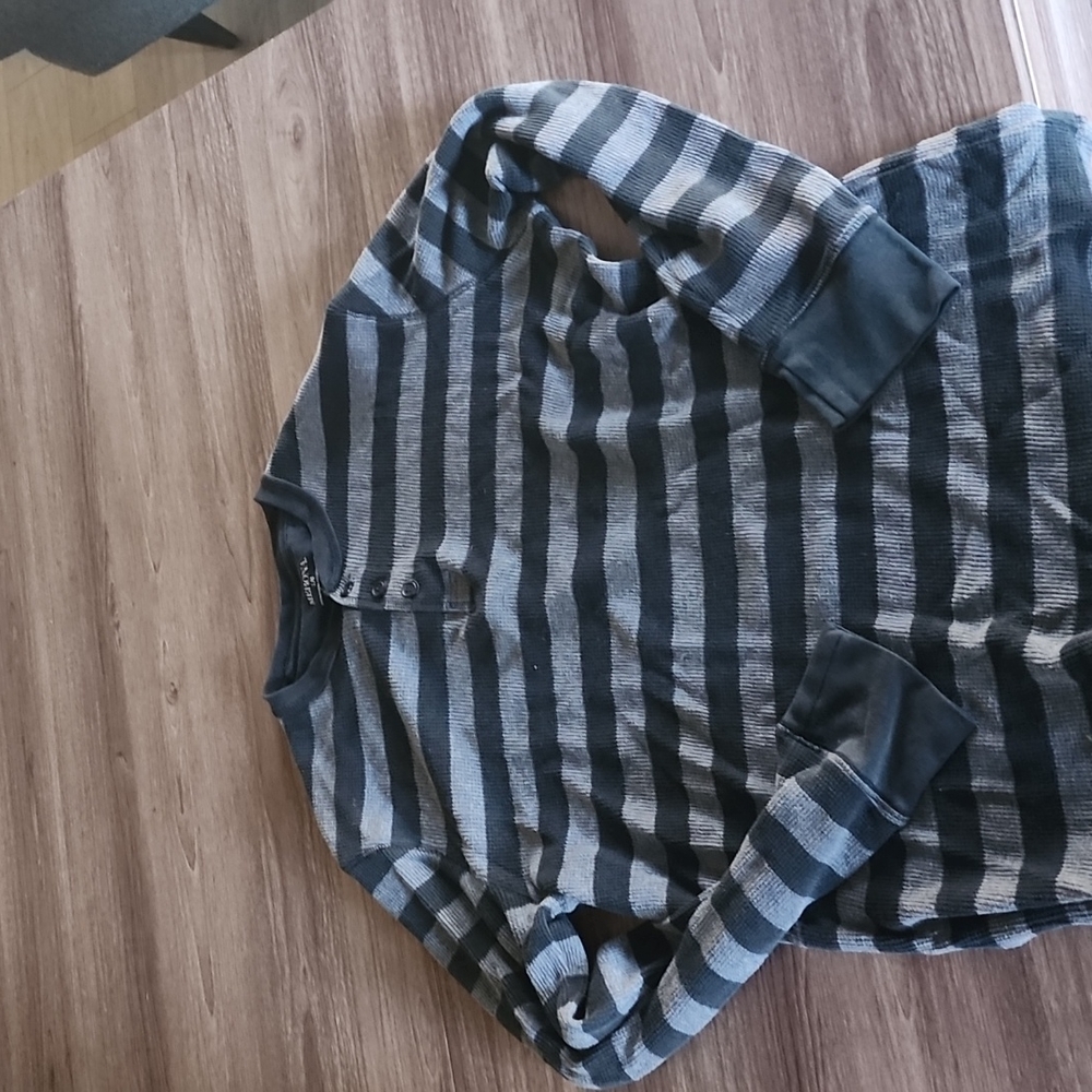 Black and grey stripe long sleeve shirt